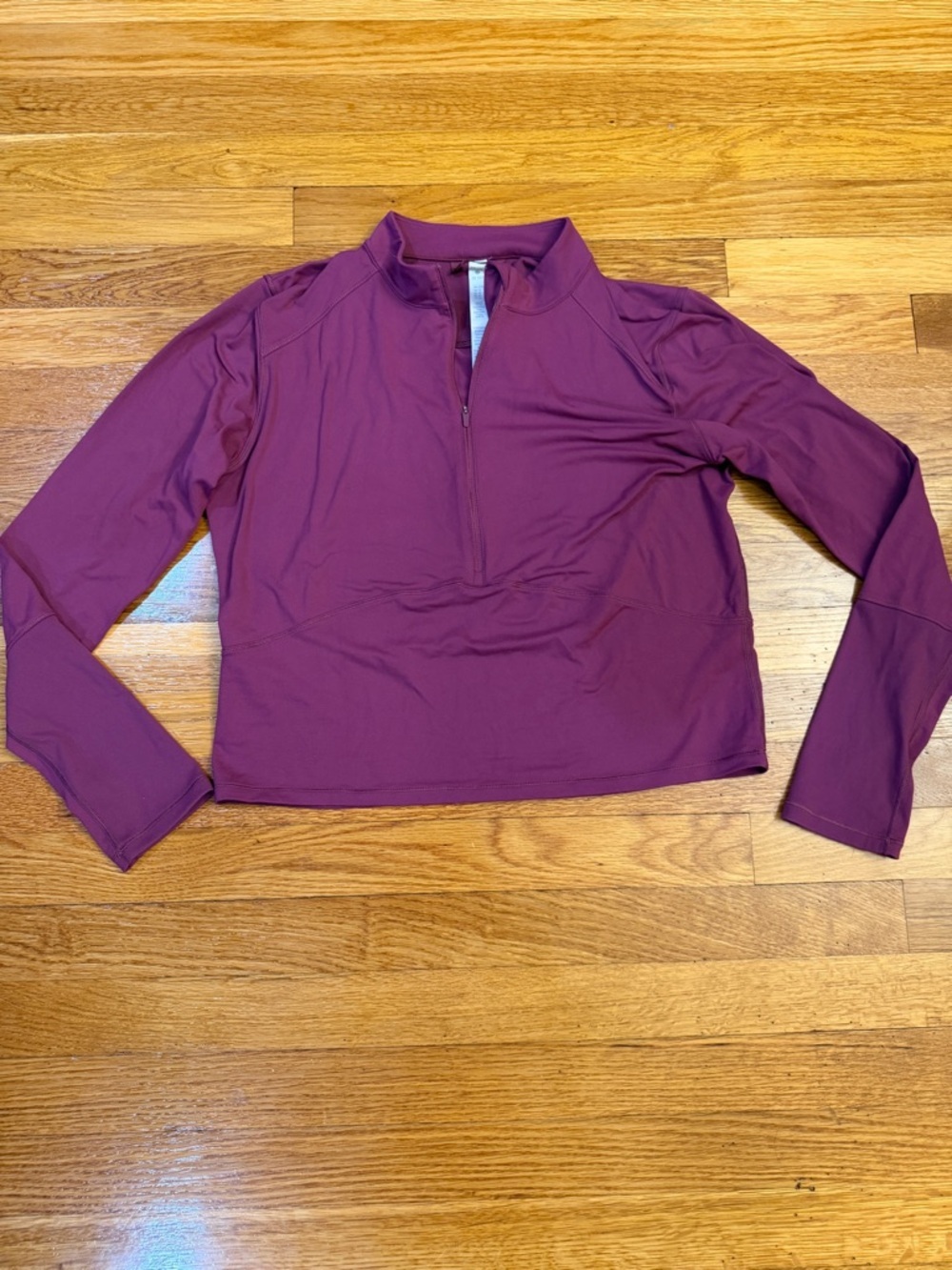 CRZ YOGA Brushed Half Zip Cropped Long Sleeve in Purple Maroon - Size Large 12